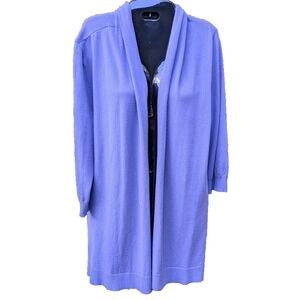 Laura Ashley Cardigan Womens M Lavender Open Front Sweater Relaxed Lagenlook